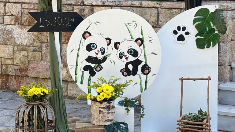 στολισμός βάπτισης για αγόρι με θέμα το panda