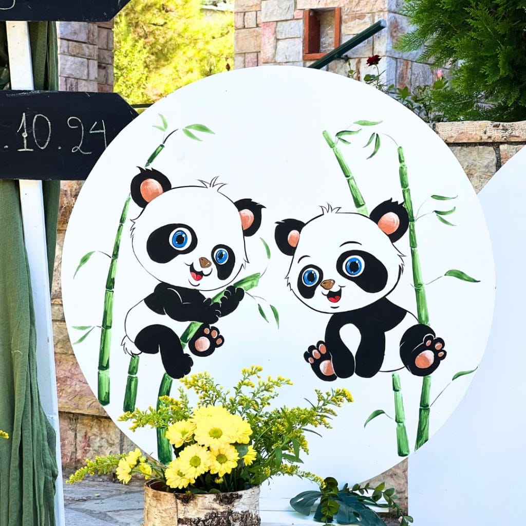 στολισμός βάπτισης για αγόρι με θέμα το panda